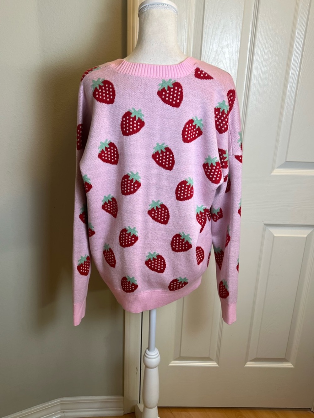 Hot Topic Strawberry Pattern Cardigan Sweater - Picture 5 of 8